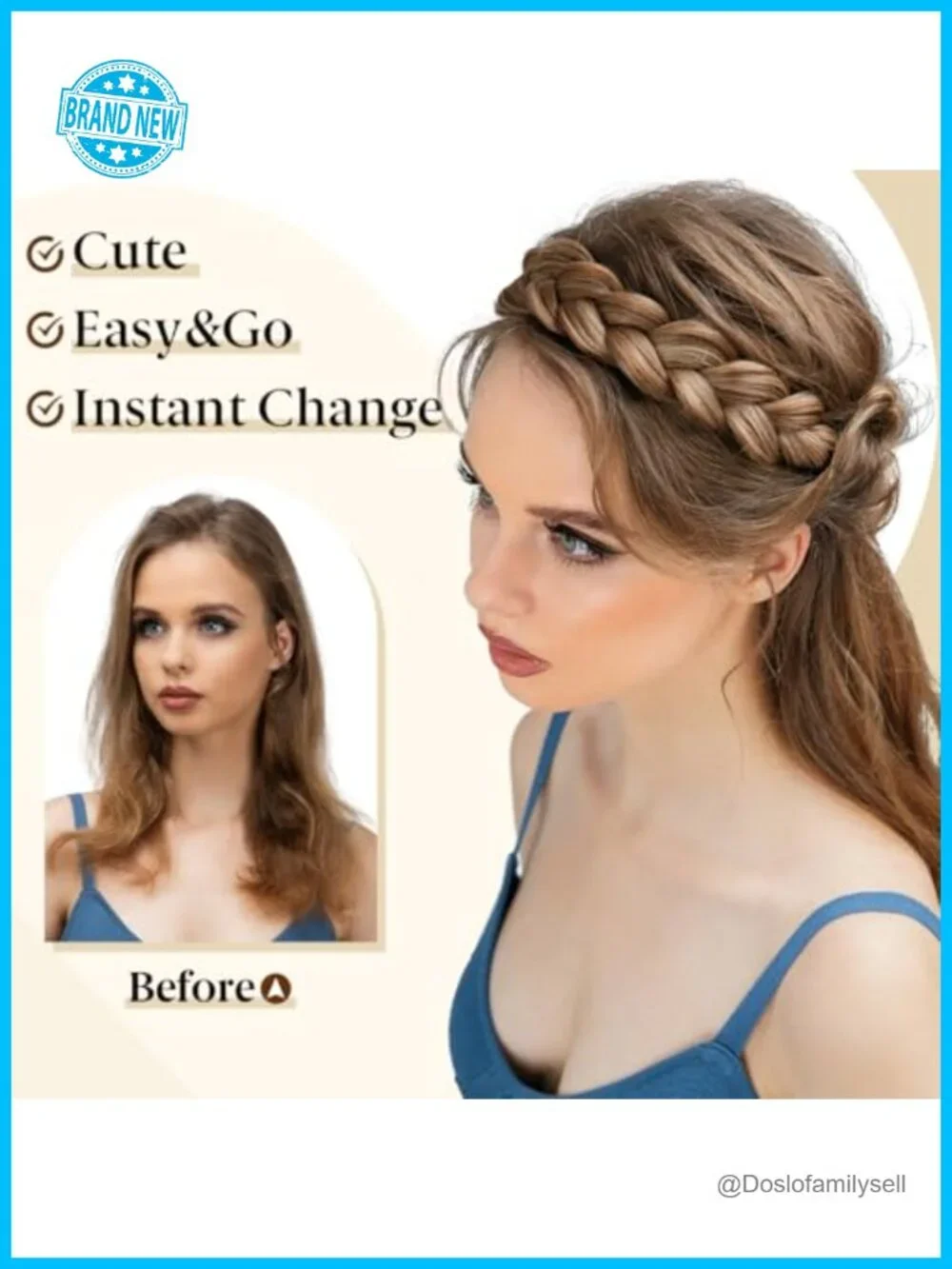 2PCs Braided Headbands Women Handmade Elastic Stretch Hair Hoops Accessories